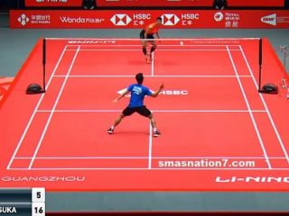 Tampilan laga Anthony Ginting versus Chen Long. (kaldera/ist)