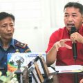 Kadis Pencegahan dan Kebakaran Kota Medan, Albon Sidauruk (baju merah) saat menyampaikan paparan di kantornya, Jalan Candi Borobudur, Medan, Selasa (31/12/2019).