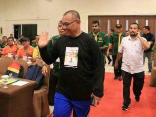 Akhyar Nasution saat membuka Musyawarah Olahraga Kota (Musorkot) KONI Kota Medan di Garuda Plaza Hotel Medan, Sabtu (1/2/2020).