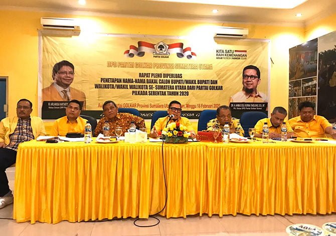 Rapat Pleno DPD I Partai Golkar Provinsi Sumatera Utara, Minggu (16/2/2020) di Aula Kantor Golkar Sumut Jl Wahid Hasyid Medan.