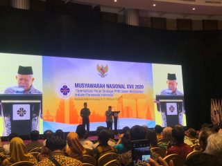 Wapres KH Ma'ruf Amin saat memberikan sambutan dalam Munas ke 17 PHRI di Karawang, Jawa Barat, Senin (10/2/2020) (kaldera/armin nasution)