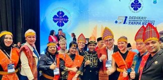 Delegasi Sumut foto bersama dengan Ketua BPP PHRI Hariadi Sukamdani di Resinda Hotel Kawarang Jawa Barat yang menjadi arena Munas ke XVII, Senin (10/2/2020).