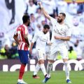 Penyerang Real Madrid, Karim Benzema mencetak gol tunggal kemenangan Real Madrid atas Atletico Madrid pada laga pekan ke-22 La Liga Spanyol di Santiago Bernabeu, Sabtu (1/2/2020).