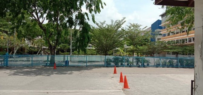 Suasana Sekolah Yayasan Sutomo di Jalan MH Thamrin Medan sepi, Rabu (18/3/2020).