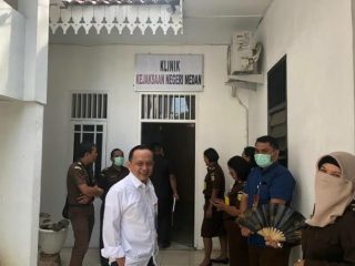 Suasana di Kejari Medan pasca Penutupan Sementara Pelayanan Tilang, Kamis (19/3/2020).