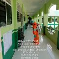 Badan Penanggulangan Bencana Daerah (BPBD) Kota Medan, Dinas Pencegahan dan Pemadaman Kebakara (P2K) Kota Medan, TNI, Polri melakukan penyemptotan disinfektan di Pondok Pesantren Raudhatul Hasanah. (Foto: Pusdalops-PB BPBD Kota Medan)