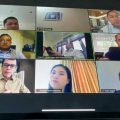 Whisnutama (kiri bawah) dan Angela Tanoesoedibjo (dua kiri bawah) menampung aspirasi dari 800 general manager hotel seluruh Indonesia melalui video conference terkait pandemi corona yang mengimbas bisnis hotel.