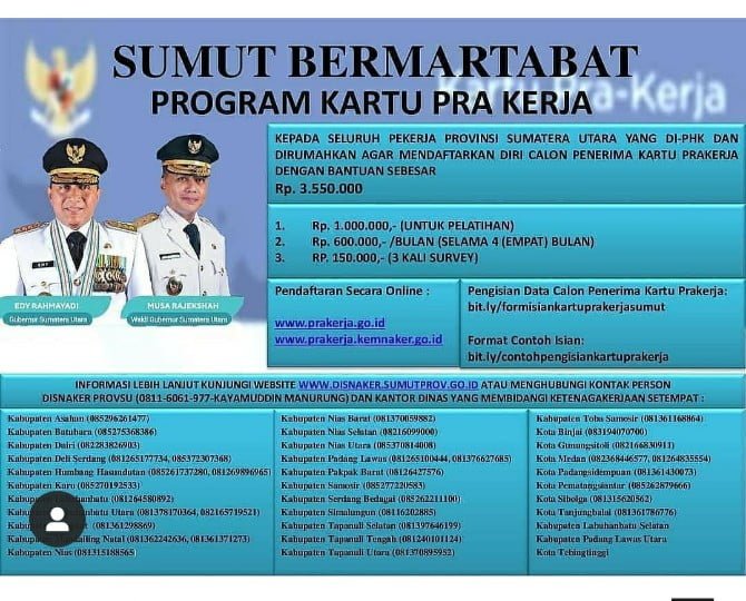 Program Kartu Pra Kerja Sumatera Utara