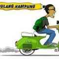 Ilustrasi Pulang Kampung menaiki sepeda motor