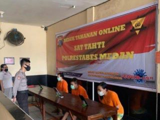 Besuk tahanan di Polrestabes Medan dilakukan secara Online dikarenakan mencegah penyebaran Virus Corona.