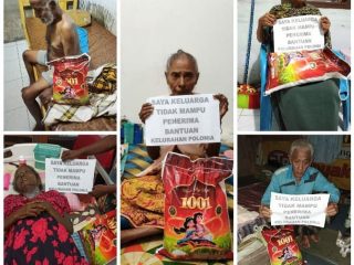 foto masyarakat miskin mendapat bantuan Pemko Medan di Kelurahan Polonia, Kecamatan Medan Polonia.