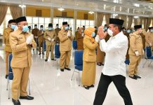 Gubernur Sumatera Utara, Edy Rahmayadi melantik 46 pejabat eselon III di Pendopo Rumah Dinas, Jalan Jenderal Sudiman Nomor 41 Medan