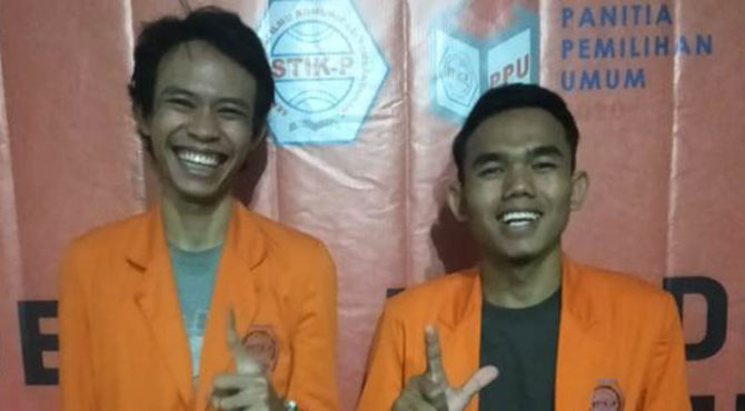 Rimba Zait (kiri) terpilih menjadi Ketua BEM STIK-P Medan