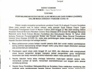 Surat edaran Gubernur Sumatera Utara, Edy Rahmayadi.