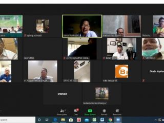 rapat virtual dengan pengawas dan pendamping (wasping) Pelatda KONI Sumut.