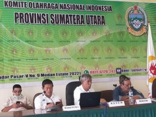 Rapat Virtual KONI Kab/Kota se-Sumut, Selasa (16/6/2020).