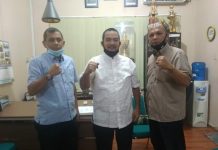 Foto bersama selesai rapat di ruang rapat Dispora Medan, Jalan Ibus Raya, Rabu (17/6/2020).