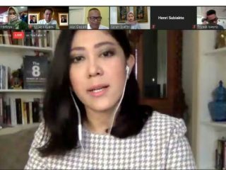 Meutya Hafid saat menjadi pembicara dalam acara webinar bertajuk Diseminasi Informasi di Tengah Pandemi Covid-19, Minggu (21/6/2020).