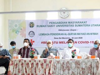 RS USU Pengabdian Masyarakat di Pondok Pesantren Lembaga Pendidikan Al Quran Ma'had Al Ni'mah, Selasa (30/06/2020) Desa Sei Mencirim, Kecamatan Sunggal, Kabupaten Deliserdang.