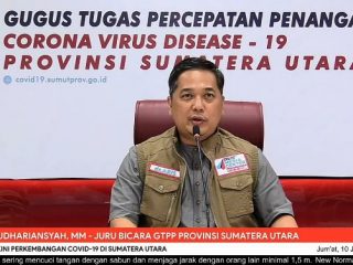Juru Bicara GTPP Covid-19 Sumut, Aris Yudhariansyah lewat streaming Youtube Pemprov Sumut, Senin (20/7/2020).