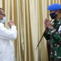 PLT Walikota Medan, Akhyar Nasution saat dikunjungi Komandan Detasemen Polisi Militer (dandenpom) 1/5 BB Medan Letkol CPM Anggun Hendryantoro.