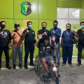 Anugrah Ichsan Sibarani alias Agung, 26, terkapar setelah kakinya ditembak polisi saat ditangkap di Jalan Pelangi, Sabtu (4/7/2020).