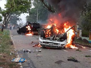 Kerusuhan yang terjadi di Desa Mompang Julu, Kec Panyabungan Utara, Kab Mandailing Natal (Madina).