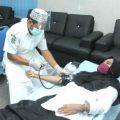 Kegiatan donor darah dilakukan di Kantor Dinas Kominfo Asahan, Rabu (12/8/2020).