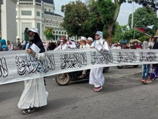 Peringatan Tahun Baru Islam 1442 Hijriah di Mesjid Raya Al Mashun, Kamis (20/8/2020).