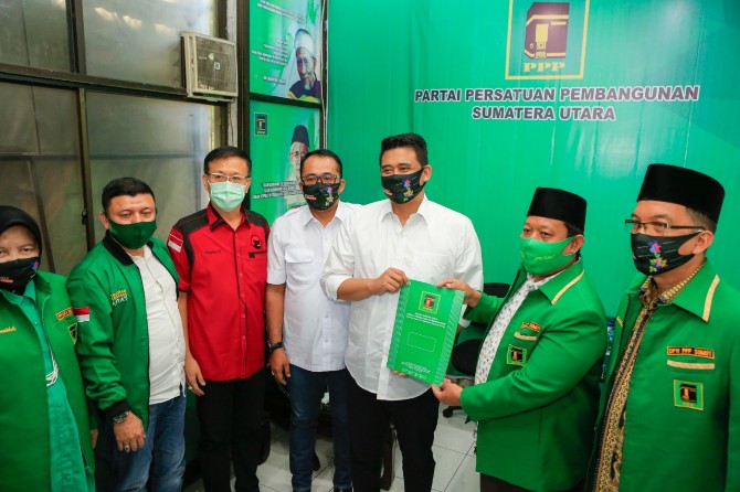 Penyerahan Rekomendasi kepada Bobby Nasution dan Aulia Rachman yang hadir di Kantor DPW PPP maupun DPW NasDem Sumut.