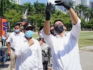 Bobby Nasution saat acara nasional Yustisi Penggunaan Masker
