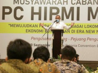 Plt Walikota Medan, Akhyar Nasution saat Musyawarah Cabang Badan Pengurus Cabang (BPC) HIPMI Kota Medan di Lee Polonia Hotel.