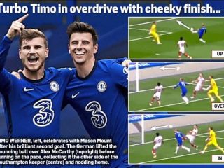 Kolase gol indah Timo Werner versus Southampton (dailymail)