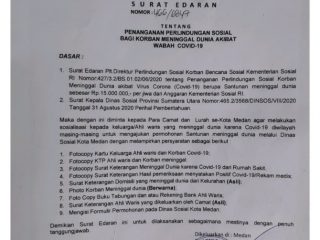 surat edaran nomor 466/6847 yang ditandatangani Sekretaris Daerah (Sekda) Kota Medan, Widiya Al- Rahman tertanggal 30 September 2020.