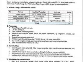 RSUP Adam Malik Buka Lowongan Non PNS, Ini Rinciannya Kalau Mau Daftar