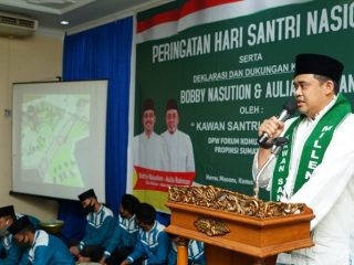 Calon Walikota Kota Medan nomor urut 2, Bobby Nasution hadiri Peringatan Hari Santri Nasional yang digelar Kawan Santri Milenial di Hotel Madani.