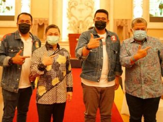 Wakil Walikota Medan, Aulia Rachman, Ketua Umum Partai Gelora Anis Matta, Calon Walikota Medan, Bobby Afif Nasution dan Tokoh politik nasional, Fahri Hamzah.