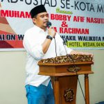 Calon Walikota Medan nomor urut 2, Muhammad Bobby Afif Nasution saat bersilaturahmi dengan para alim ulama di Hotel Madani, Medan.