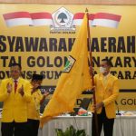 Pelantikan Ketua DPD I Golkar Sumatera Utara (Sumut), Musa Rajekshah (Ijeck) dan pengurus Golkar periode 2020-2025 di Hotel Adimulia Medan.