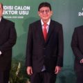 Tiga Calon Rektor USU. Dari kiri ke kanan Prof Farhat, Prof Arif Nasution dan Dr Muryanto Amin.(ist)