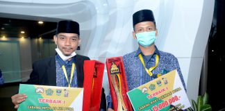 Rizki Maulana (kiri) dan Taufik Hasibuan (kanan). Dua anak muda ini menjadi penjaga wajah Sumut di MTQN 2020 setelah menjadi yang terbaik di kelas lomba masing-masing.(ist)