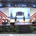 Suasana debat kedua Pilkada Medan, Sabtu (21/11/2020) malam. Debat ini disiarkan langsung TVRI.