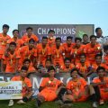 skuad FC Saba Bangunan berfoto bersama usai meraih kemenangan