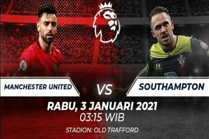 Pertandingan Manchester United vs Southampton pada matchday 22 Liga Inggris di Old Trafford