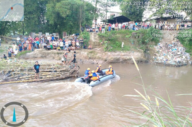Aldi, 20, warga Kelurahan Sei Mati, Medan Maimun yang melompat ke sungai