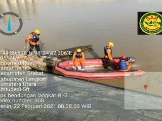 Korban tenggelam di Waduk Irigasi Sei Wampu, Ari Firdausi, 32, warga Dusun V Anugra, Desa Pantai Gemi, Kecamatan Stabat ditemukan personel BPBD Langkat