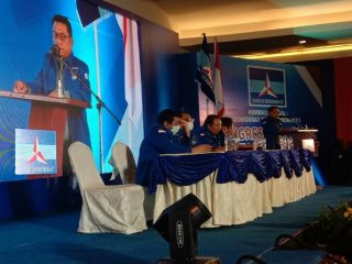 Ketua Umum terpilih Partai Demokrat, Moeldoko yang ditetapkan melalui Kongres Luar Biasa (KLB) yang digelar di Hotel The Hill Sibolangit Kabupaten Deliserdang memberikan pidato pertamanya usai terpilih.