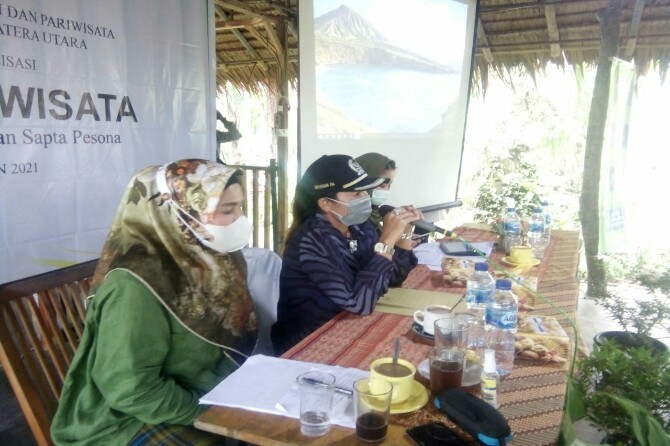 Dinas Pariwisata Sumut bersama Dinas Pariwisata Langkat menggelar sosialisasi sadar wisata lingkungan dan sapta pesona 2021 di Wisata Explore Sumatera, Pangkal Namu Sira-Sira, Kecamatan Sei Bingai, Langkat, Rabu (24/3/2021).