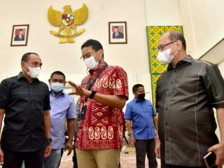 Edy Rahmayadi menerima kunjungan silahturahmi Menteri Pariwisata dan Ekonomi Kreatif (Menparekraf) Republik Indonesia Sandiaga Salahuddin Uno