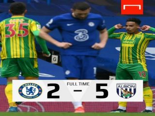 Setelah menjalani 14 pertandingan tanpa kekalahan, Chelsea akhirnya takluk 2-5 di tangan West Brom pada pekan ke 30 Liga Inggris 2020/2021, di Stamford Bridge, Sabtu (3/4/2021).